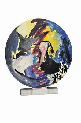 Markus Lüpertz, geb. 1941, Die Anbetung des Goldenen Kalbes, Euro-Taler Skulptur, entstanden 2000 zur Einführung des Euro im Projekt Euro und ...