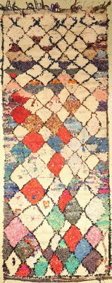 Marokko alt, um 1970, Stoff geknüpft auf Baumwolle, ca. 326 x 127 cm, EHZ: 2. Dekorativ