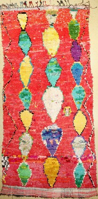 Marokko alt, um 1970, Stoff geknüpft auf Baumwolle, ca. 346 x 160 cm, EHZ: 2. Dekorativ.
