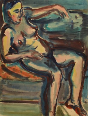 Rolf Müller-Landau, 1903- 1956, Aquarell auf Papier, handsigniert unten rechts datiert 1924, stammt aus der Zeit um 1948, ca. 61.5 x 47 cm, Rahmen, ...
