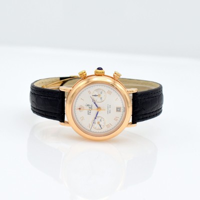 POLJOT Armbandchronograph Nikolai II in RoseG 585/000, Handaufzug, Russland um 20000, 3- teil. Geh., beids. vergl., Boden & Glasrand aufgedr., orig. ...