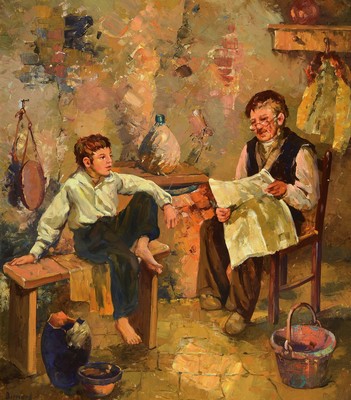 Elfriede Bernard-Reichelt, 1910-1993 Düsseldorf, Studium an der Akademie Düsseldorf bei Prof. Schnorr und Prof. Junghans, hier: Interieur mit ...