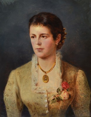 Unbekannter Künstler, deutsch, um 1900, Porträt einer jungen Frau in Tracht, Öl/Lwd, unsigniert, Münchener Schule, ca. 65x50cm, R. ca. 87x73cm