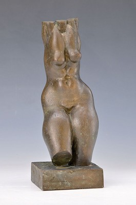 Bronzeskulptur, 2. Hälfte 20. Jh., Frauentorso, unsigniert, ca. 33 x 12 x 10 cm