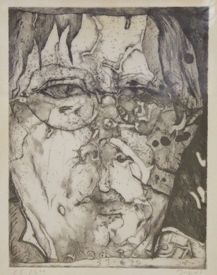 Horst Janssen, 1929-1995, Selbstporträt, Radierung von 1970, signiert und datiert, num. 55/200, ca. 30x20cm, u.Gl., R. ca. 37x28 cm