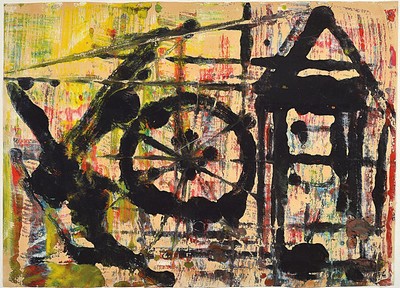 Rolf Cavael, 1898 - 1979, Öl/Papier, "abstrakte Komposition", u.e. rechts monogrammiert, 44.5 x 61.5 cm, Rahmen 51 x 71 cm