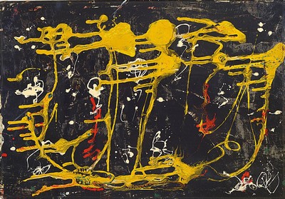 Rolf Cavael, 1898 - 1979, Öl/Papier, "abstrakte Komposition", u.e. rechts monogrammiert, 44.5 x 61.5 cm, Rahmen 51 x 71 cm