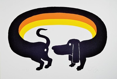 Tomi Ungerer, 1931-2019, Serigraphie auf dickem Karton, "Ost meets West", aus 1994, handsigniert, 21/35, Blattgröße 84 x 59.5 cm
