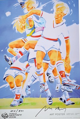 Norbert Bisky, geb. 1970, "The perfekt Match", handsigneirt, nm. 682/800, ca. 97 x 66 cm, ansläßlich der WM 2006 von der FIFA aufgelegt, ...