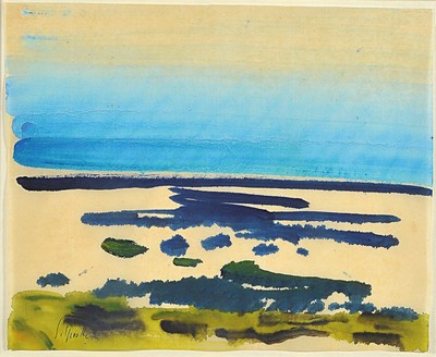 Siegward Sprotte, 1913 Potsdam-2004 Sylt, am Strand, Aquarell auf Papier, links unten signiert, ca. 26x32cm, PP, u.Gl., R. ca. 47x51cm