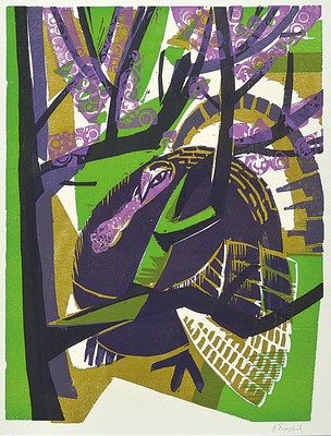 Heinz Friedrich, 1924 Schwetzingen-2018, 3 Farbholzschnitte, Frühling, Herbst und die schöne Palatina, alle drei handsigniert, je ca. 37x27cm, PP, ...