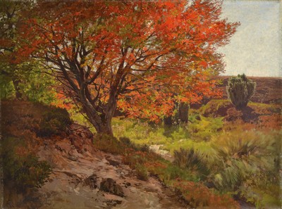 Carl Coven Schirm, 1852 Wiesbaden-1928 Amelinghausen, Alte Eberesche an der Heidequelle, so rückseitig auf altem Etikett betitelt und als Nr. 650 ...