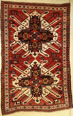 Tschelaberd antik (Adler Kasak), Südkaukasus, Ende 19.Jhd., Wolle geknüpft auf Wolle, ca. 250 x 155 cm, EHZ: 3 (Altersspuren), zwei vollständige ...
