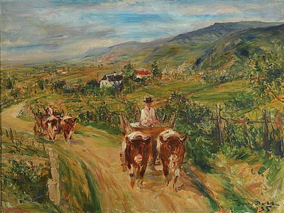 Otto Dill, 1884 Neustadt-Bad Dürkheim 1956, "Sommer an der Haardt", wohl in der Nähe von Birkweiler, auf dem Rahmen rückseitig bez. und ...