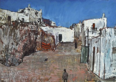 Emil Scheibe, München 1914 - 2008, Realist der Nachkriegszeit, Mitglied der Münchener Sezession und der Gruppe Münchener Realisten, hier: Häuser ...