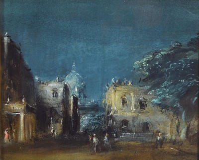 Zuschreibung: Peter Götz Pallmann, 1908 Berlin-1966, Pariser Straßenansicht bei Nacht, Öl/Papier, unsigniert, ca. 22 x 28 cm, unter Glas, Rahmen ...