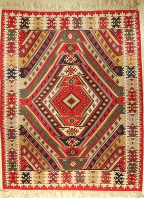 Sharkoy Kelim alt, Europa, um 1940, Wolle auf Wolle, ca. 226 x 180 cm, Dekorativ, EHZ: 2