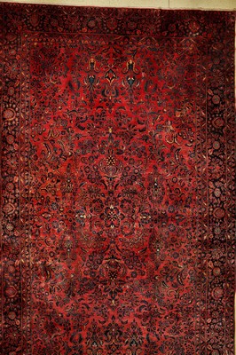 Us Re-Import Sarogh antik, Mohajeran,Persien, um 1900, Korkwolle, ca. 600 x 360 cm, EHZ: 2-3