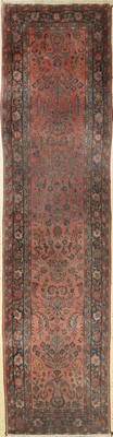 Us Re-Import Keschan antik, Persien, um 1900, Korkwolle, ca. 299 x 74 cm, EHZ: 4-5