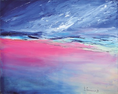 Bernd Klimmer, geb. 1940, lebt und arbeitet in Kaiserslautern, Akademiedozent, erfolgreicher Autor von Kunst-Büchern, hier: Purple Field, Acryl/Lwd, ...