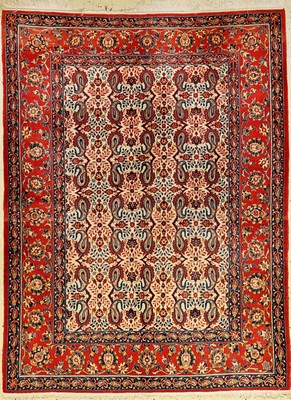 Esfahan alt, Persien, ca. 60 Jahre, Wolle auf Baumwolle, ca. 198 x 150 cm, EHZ: 2-3, beschädigte Fransen