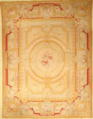 Reves Du Desert Tapis, Frankreich,, um 1950, Wolle auf Baumwolle, ca. 293 x 225 cm, EHZ: 2-3, nach Vorbild der Aubosson Teppich.