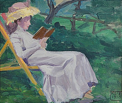 Karl Schmoll von Eisenwerth, 1879-1948, berühmter Münchener Künstler der Neuen Sezession, vielfach in Museen vertreten, hier: lesende Dame in ...