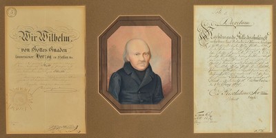 Leonhard Diefenbach, 1814-1875, Porträt eines Geistlichen, Pastell auf Papier, seitlich rechts: gem. von Leonh. Diefenbach, dazu gerahmt zwei ...