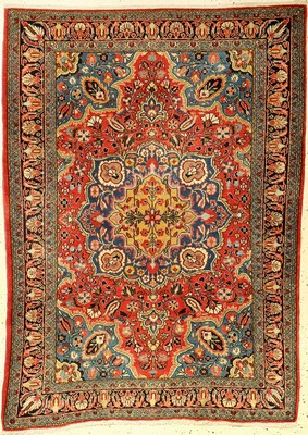Sarogh Farahan alt, Persien, um 1930, Korkwolle, ca. 155 x 110 cm, Naturfarben, selten, EHZ: 2, dekorativ