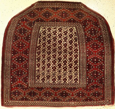 Göklan Salatchak "Sattel", antik, Nordostpersien, um 1900, Grupper der Jomuden, Wolle auf Wolle, ca. 100 x 106 cm, selten, sammelwürdig, ...