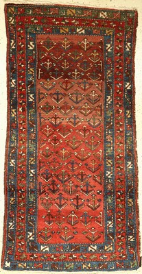 Baum Hamadan antik, Persien, um 1900, Wolleauf Baumwolle, ca. 196 x 103 cm, Naturfarben mit grün-Tönen, EHZ: 2-3 (fachkundig gereinigt).