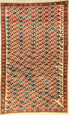 Seltener feiner Schirwan, Kaukasus, Ende 19.Jhd.,, Wolle auf Wolle, ca. 173 x 107 cm, Sammlerstück, EHZ: 2-3, Einzigartiges Muster