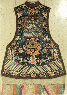 Rückenteil mit Rangabzeichen, China, 19.Jhd., reine Naturseide gestickt, mit Metallfäden, Rarität, sammelwürdig