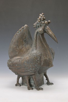 Gernot Rumpf, geb. 1941 Kaiserslautern, große Traubentritsche, Bronzeskulptur, signiert und dat. 1992, H. ca. 52cm