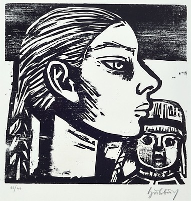 Karl Hubbuch, 1891-1979 Karlsruhe, Holzschnitt, handsigniert, num. 83/100, ca. 33x33cm, u.Gl., R. ca. 65x50cm