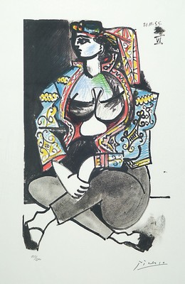 Pablo Picasso, 1881-1973, Kunstdruck auf Bütten nach einem Gemälde von 1955, limit. Auflage, hier 1939/2400, gedruckte Signatur, Ed. Johnson & ...