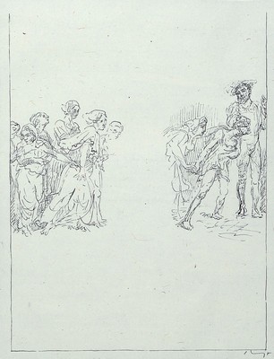 Max Slevogt, 1868-1932, 2 Lithographien aus Faust II, beide handsigniert, ohne Text, ca. 31x23cm, PP, u.Gl., R. ca. 57x47cm