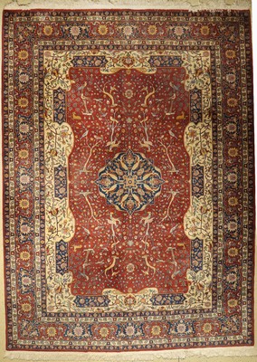 Rumänien Teppich alt, Täbriz Design, ca. 60Jahre, Wolle auf Baumwolle, ca. 377 x 279 cm, EHZ: 2