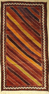 Seltener Streifen Belutsch, alt, Persien, um 1940, Wolle auf Wolle, ca. 187 x 99 cm, dekorativ, EHZ: 2-3
