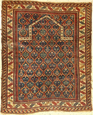 Kuba Schirwan Gebetsteppich, antik, Kaukasus, 19.Jhd., Wolle auf Wolle, ca. 140 x 110 cm, (Alters und Gebrauchsspuren), Sammlerstück