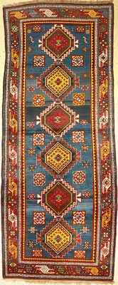 Kasak antik, Kaukasus, um 1900, Wolle auf Wolle, ca. 324 x 130 cm, selten, Sammelwürdig,EHZ: 2, vollflorig