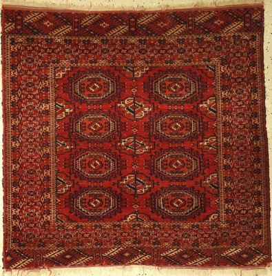 Tekke Herdteppich alt, Turkmenistan, um 1910, Wolle auf Wolle, ca. 112 x 112 cm, EHZ: 3