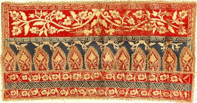 Indonesisches "Zeremonial-Textil" (Metallbroschiert) antik, Indonesien, 19.Jhd., Metallstickerei auf Samt. Rares Textil wohl gemacht für ...