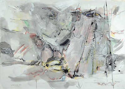 Georg Dickenberg, 1913 Frankfurt - 2004, "Die Küste mit dem Adler, Mischtechnik, re. u. signiert, li. u. bezeichnet, ca. 63 x 80 cm, unter ...