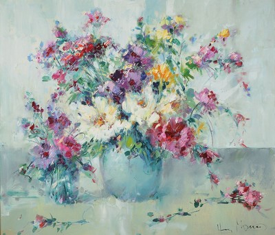 Paul Morro (eigentl. Ingfried Paul Henze-Morro, 1925 Leipzig-2013 Wiesbaden, Studium an den Akademien Leipzig und München, hier: Blumenstillleben, ...