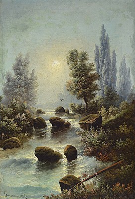 Zuschreibung: Elie Ducommun, 1833 Genf-1906 Bern, so rückseitig auf einem Etikett ausgewiesen, Schriftsteller und Kunstmaler, Friedenspolitiker und ...