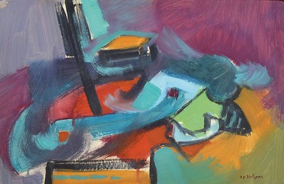 Inge Helsper-Christiansen, geb. 1942, Stillleben, Gouache auf Papier, rechts unten signiert, ca. 32x48cm, u.Gl., R. ca. 48x64cm