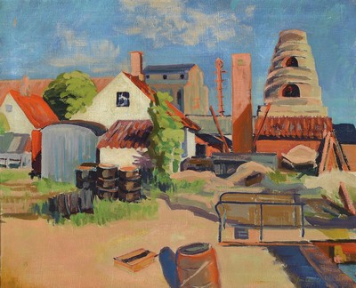 Hermann Croissant, 1889-1963 Landau, Ziegelei bei Jockgrim, Öl/Lwd, signiert und dat. 1917, ca. 66x81cm, R. ca. 78x92cm