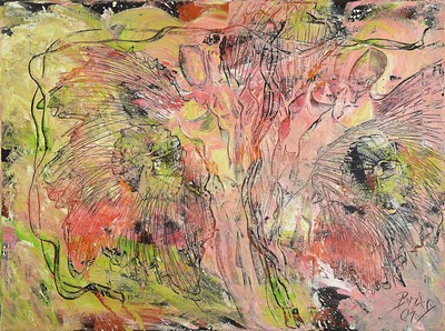 Dietmar Brixy, geb. 1961 Mannheim, abstrakte Komposition, Brixy 01, Öl/Lwd., signiert, 60 x 80 cm, Metallleiste