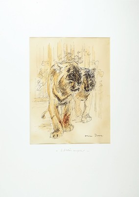 Otto Dill, 1884 Neustadt-1957 Bad Dürkheim, Löwenpaar, aquarellierte Tuschezeichnung, rechts unten handsigniert, ca. 36x27cm, PP, u.Gl., R. ca. ...
